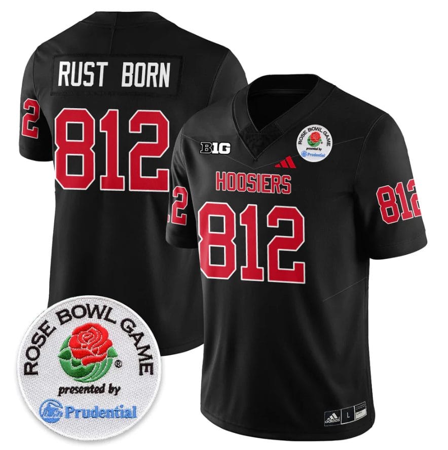 Alternative view of Rust Born Jersey #812 Indiana Hoosiers Vapor Rose Bowl Patch Stitched