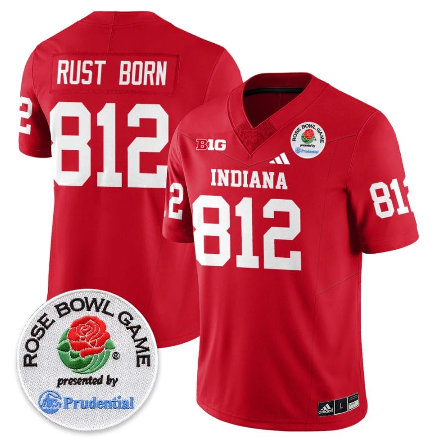 Rust Born Jersey #812 Indiana Hoosiers Vapor Rose Bowl Patch Stitched - Image 3