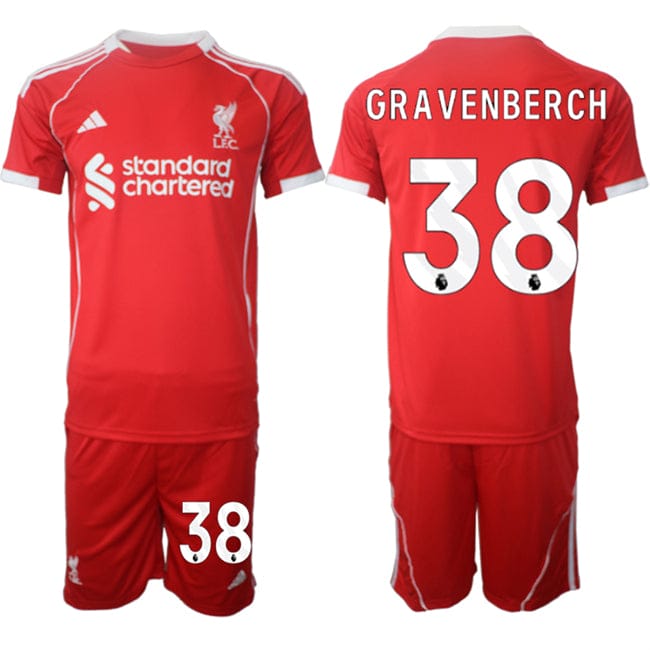 Ryan Gravenberch Jersey #38 Liverpool Red Home 2025-26 Soccer Suit