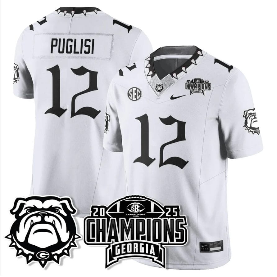 Ryan Puglisi Jersey #12 Georgia Bulldogs Gothic SEC Football Champions - Image 3
