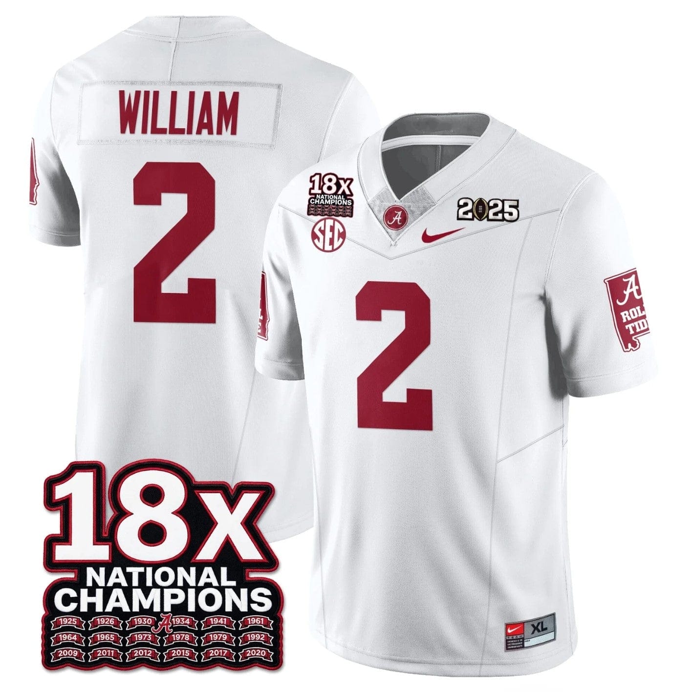 Ryan William Jersey #2 Alabama Crimson 18x-Time National Champions Stitched - Image 5