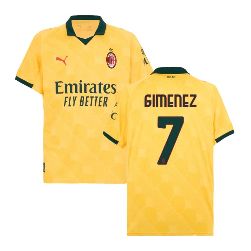 Santiago Gimenez #7 AC Milan 2025-26 Third Men Jersey – Yellow