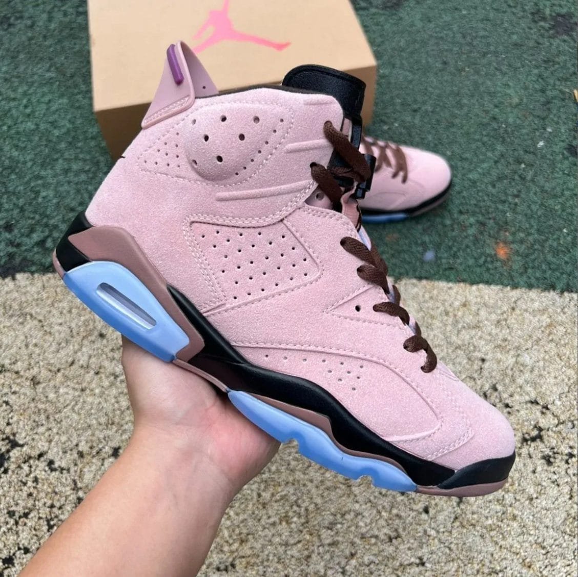 Alternative view of A Ma Maniere x Air Jordan 6 SP Black Smokey Mauve Shoes Sneaker