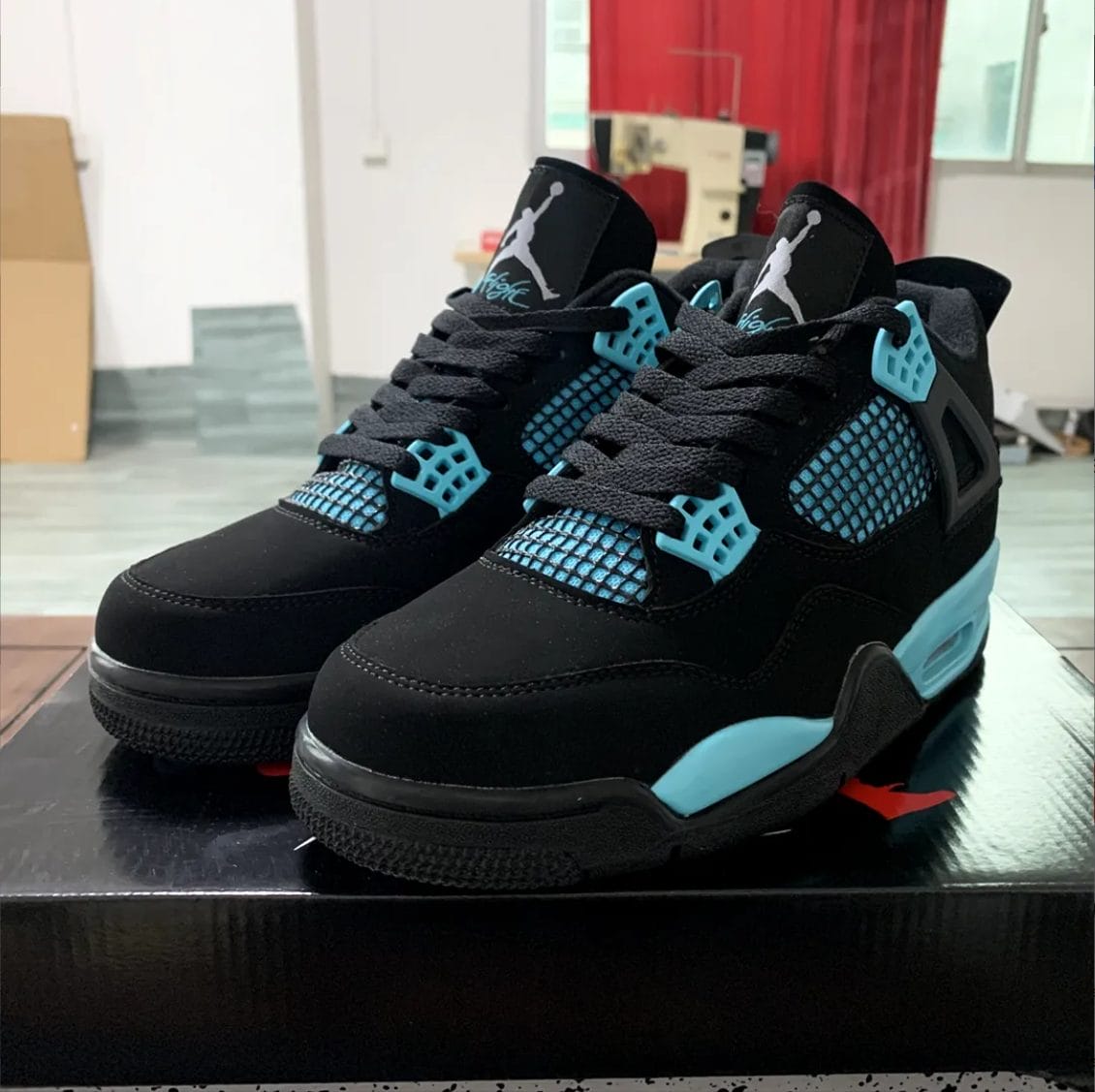 Air Jordan 4 Black Cyan Shoes Sneakers - Image 6