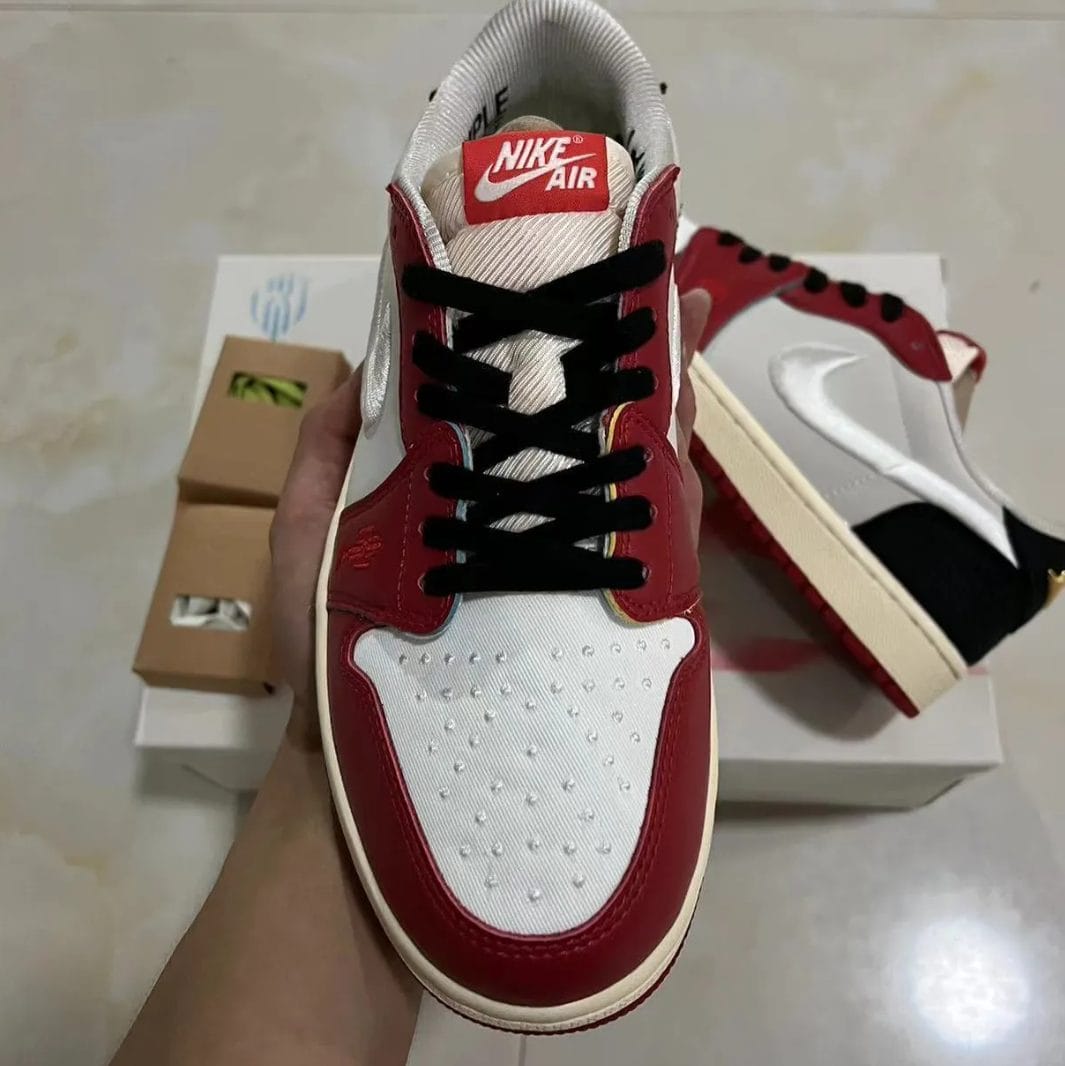 Trophy Room x Air Jordan 1 Low OG (White Swoosh) Shoes Sneakers - Image 9