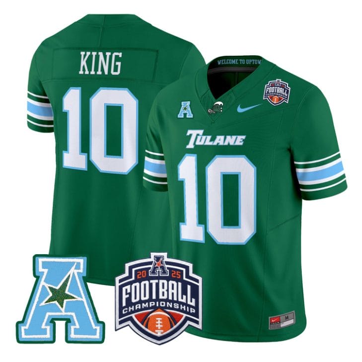 Shaun King Jersey #10 Tulane Green Wave 2025 AAC Championship Stitched - Image 4