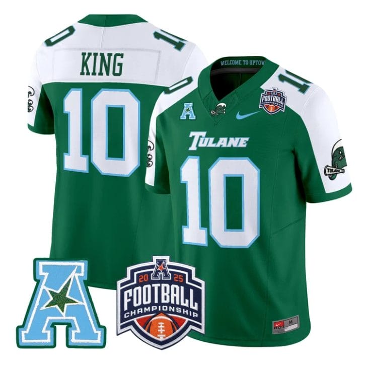 Shaun King Jersey #10 Tulane Green Wave 2025 AAC Championship Stitched - Image 3