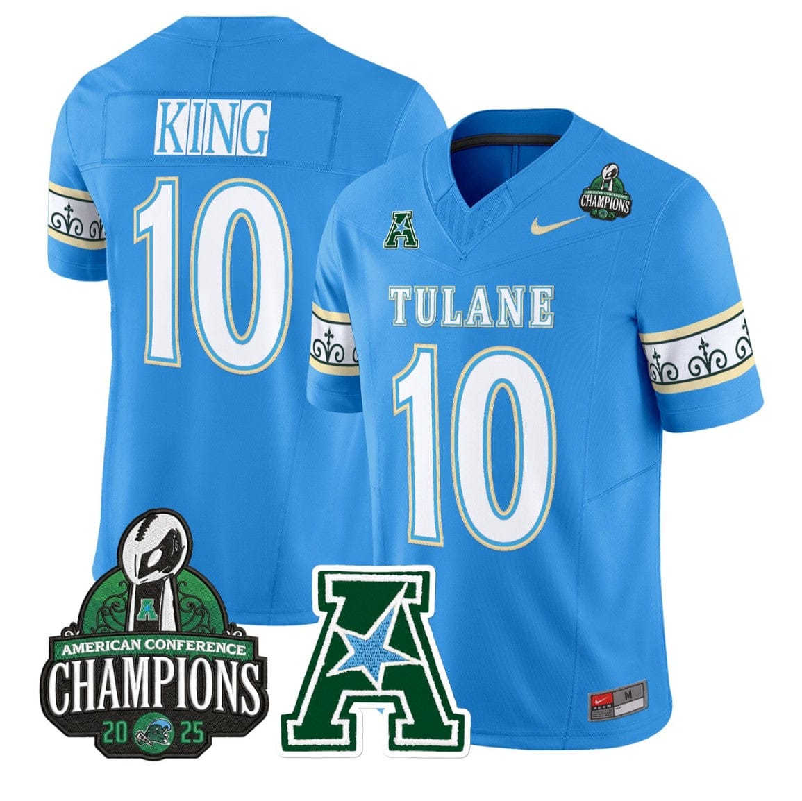Alternative view of Shaun King Jersey #10 Tulane Green Wave City Edition 2025 AAC Champions