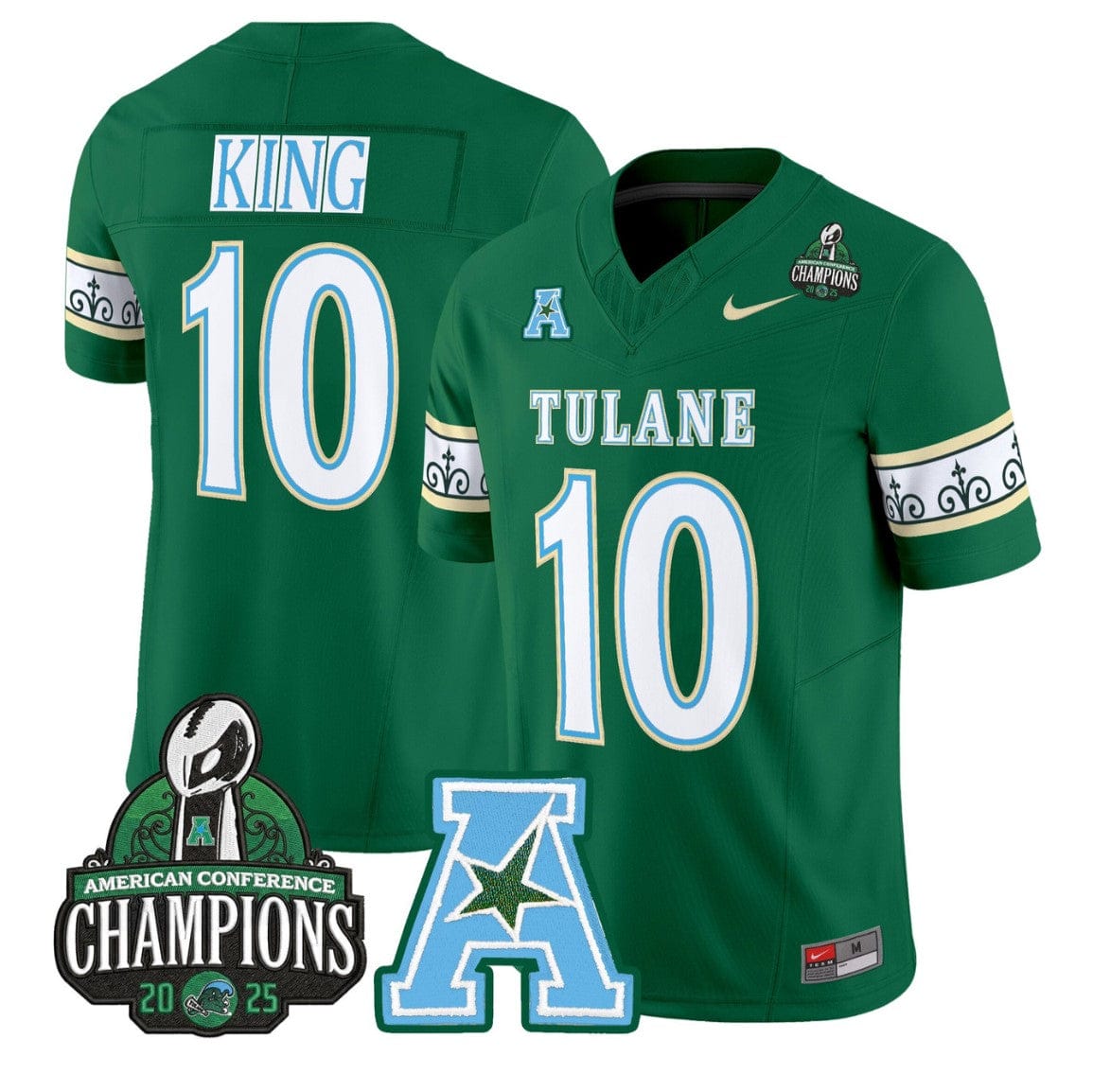 Shaun King Jersey #10 Tulane Green Wave City Edition 2025 AAC Champions - Image 3
