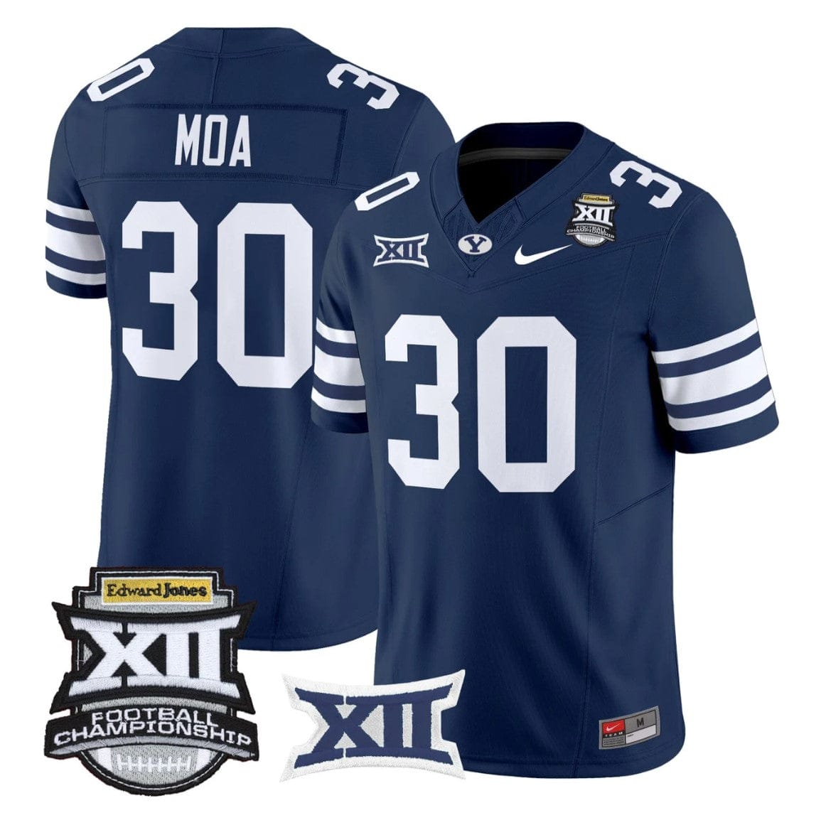 Alternative view of Sione Moa Jersey #30 BYU Cougars 2025 Big 12 Championship Stitched