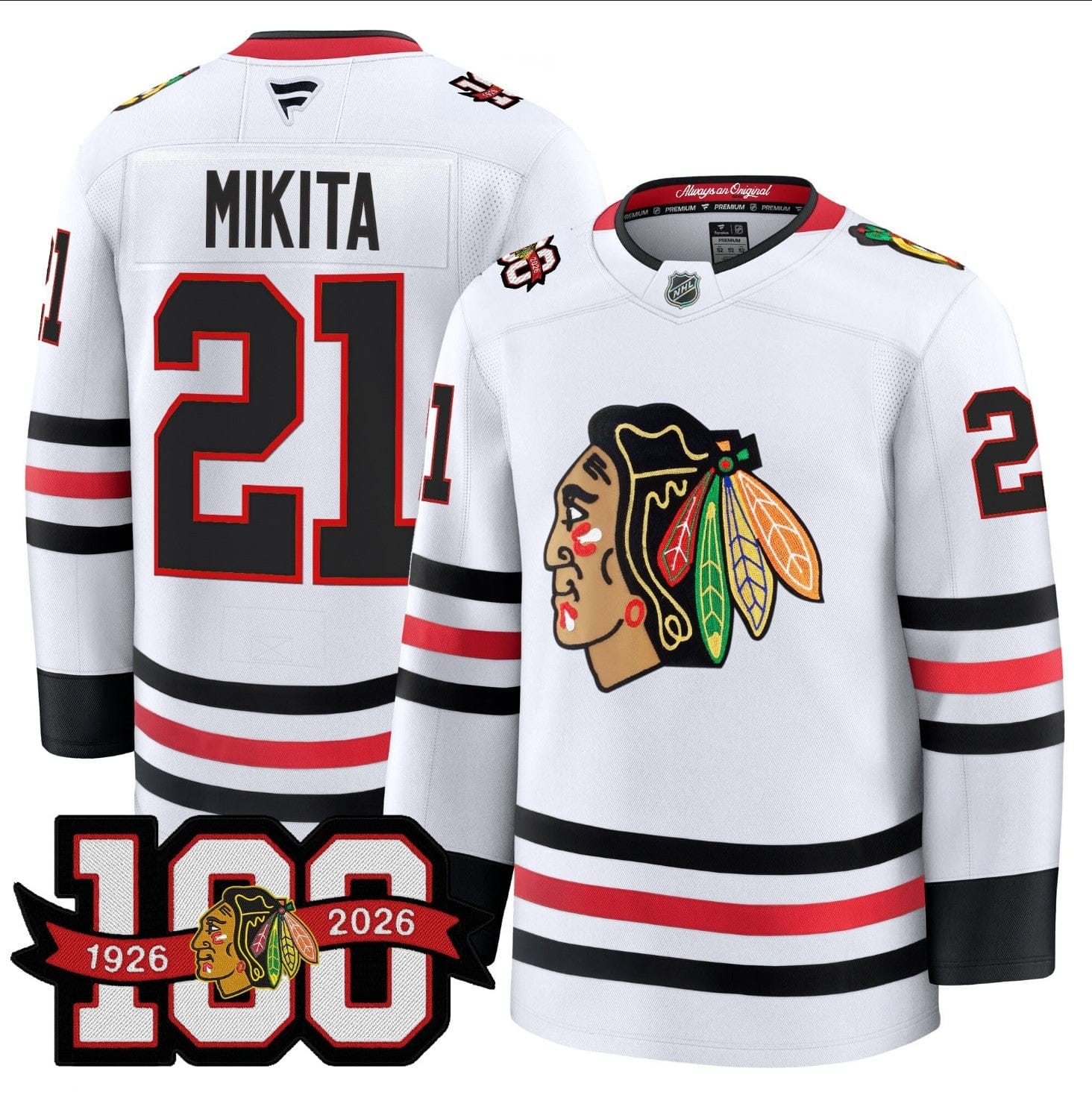 Stan Mikita Jersey #21 Chicago Blackhawks 2025-26 Premium 100th Stitched - Image 3