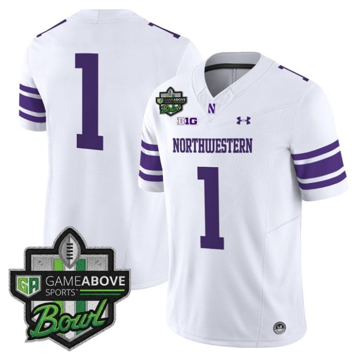 Team Jersey #1 Northwestern Wildcats 2025 GameAbove Sports Bowl Stitched - Image 3