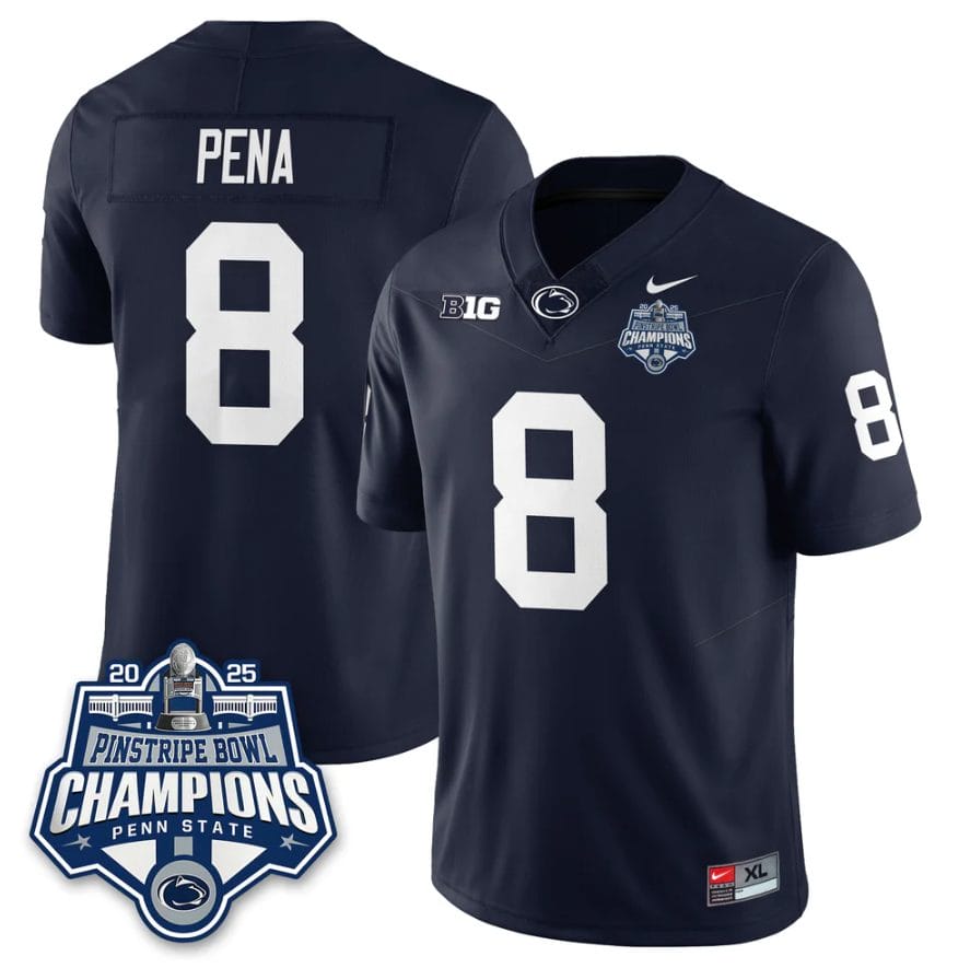 Alternative view of Trebor Pena Jersey #8 Penn State 2025 Pinstripe Bowl Champions Stitched