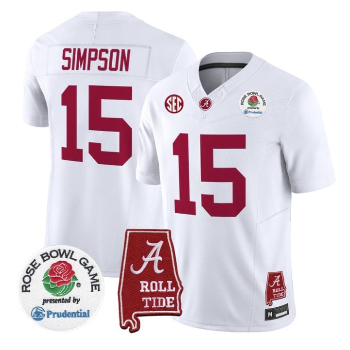Ty Simpson Jersey #15 Alabama Crimson Tide 2026 Rose Bowl Patch Stitched - Image 5