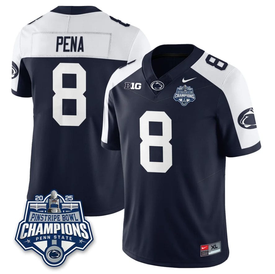 Trebor Pena Jersey #8 Penn State 2025 Pinstripe Bowl Champions Stitched