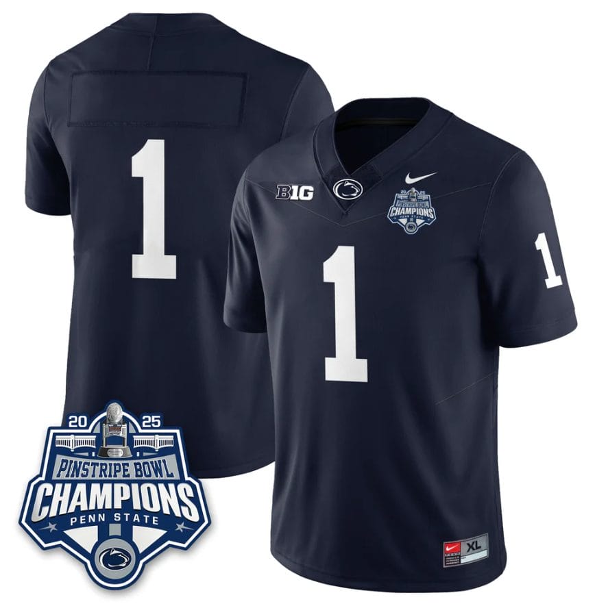 Alternative view of Team Jersey #1 Penn State 2025 Pinstripe Bowl Champions Patch Stitched