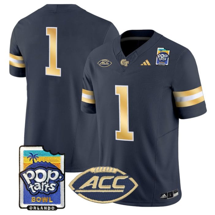 Team Jersey #1 Georgia Tech Jackets Pop-Tarts Bowl Patch Stitched - Image 4