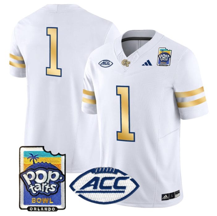 Team Jersey #1 Georgia Tech Jackets Pop-Tarts Bowl Patch Stitched - Image 5