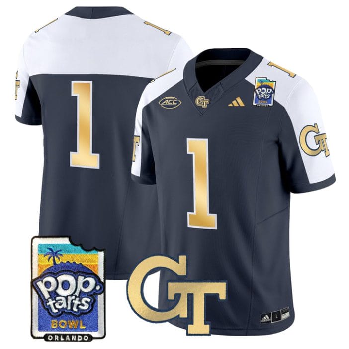 Team Jersey #1 Georgia Tech Jackets Pop-Tarts Bowl Patch Stitched - Image 3