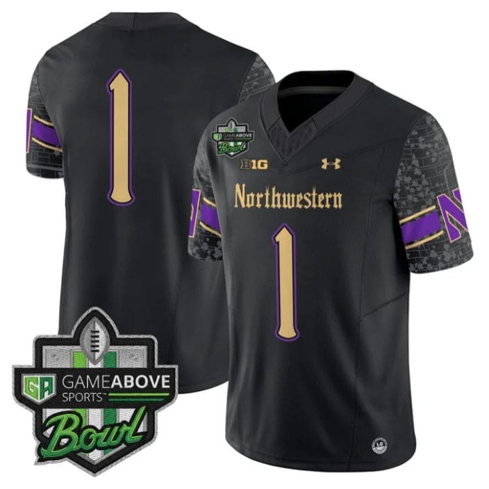 Team Jersey #1 Northwestern Wildcats 2025 GameAbove Sports Bowl Stitched