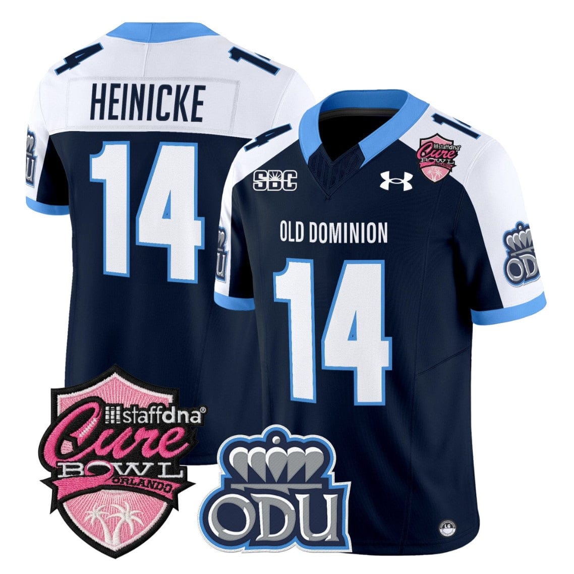Alternative view of Taylor Heinicke Jersey #14 Old Dominion Monarchs 2025 Cure Bowl Stitched
