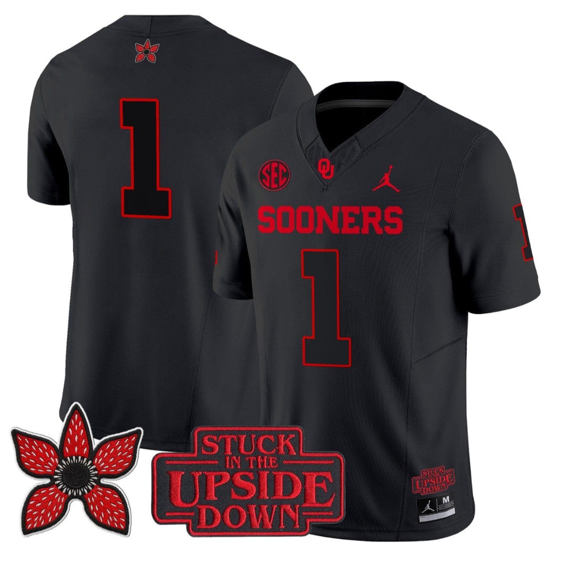 Team Jersey #1 Oklahoma Sooners Stranger Things Edition Vapor Limited Stitched
