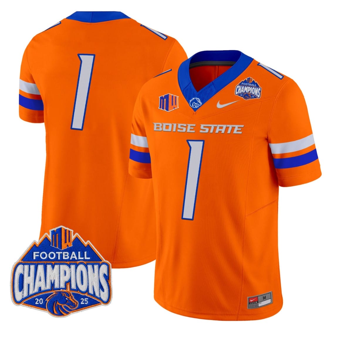 Team Jersey #1 Boise State Broncos 2025 Mountain West Champions Stitched - Image 3