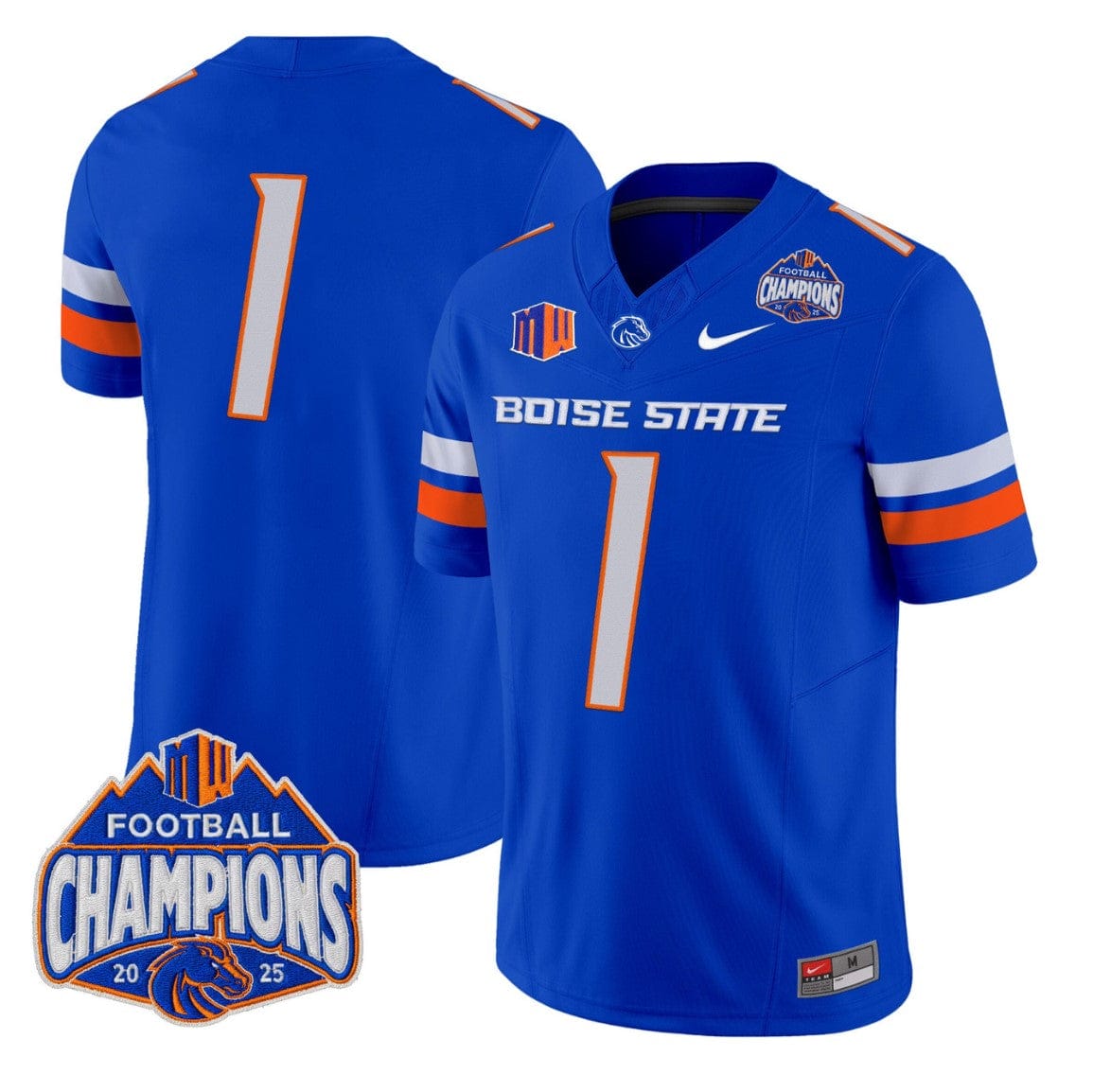 Team Jersey #1 Boise State Broncos 2025 Mountain West Champions Stitched - Image 4