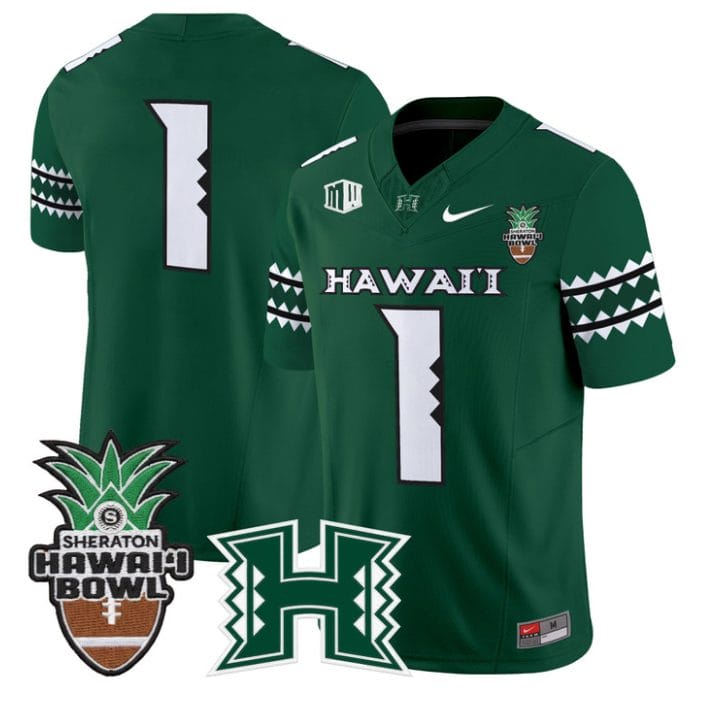 Team Jersey #1 Hawai'i Rainbow 2025 Hawai'i Bowl Patch Stitched - Image 3