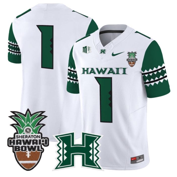 Team Jersey #1 Hawai'i Rainbow 2025 Hawai'i Bowl Patch Stitched - Image 4