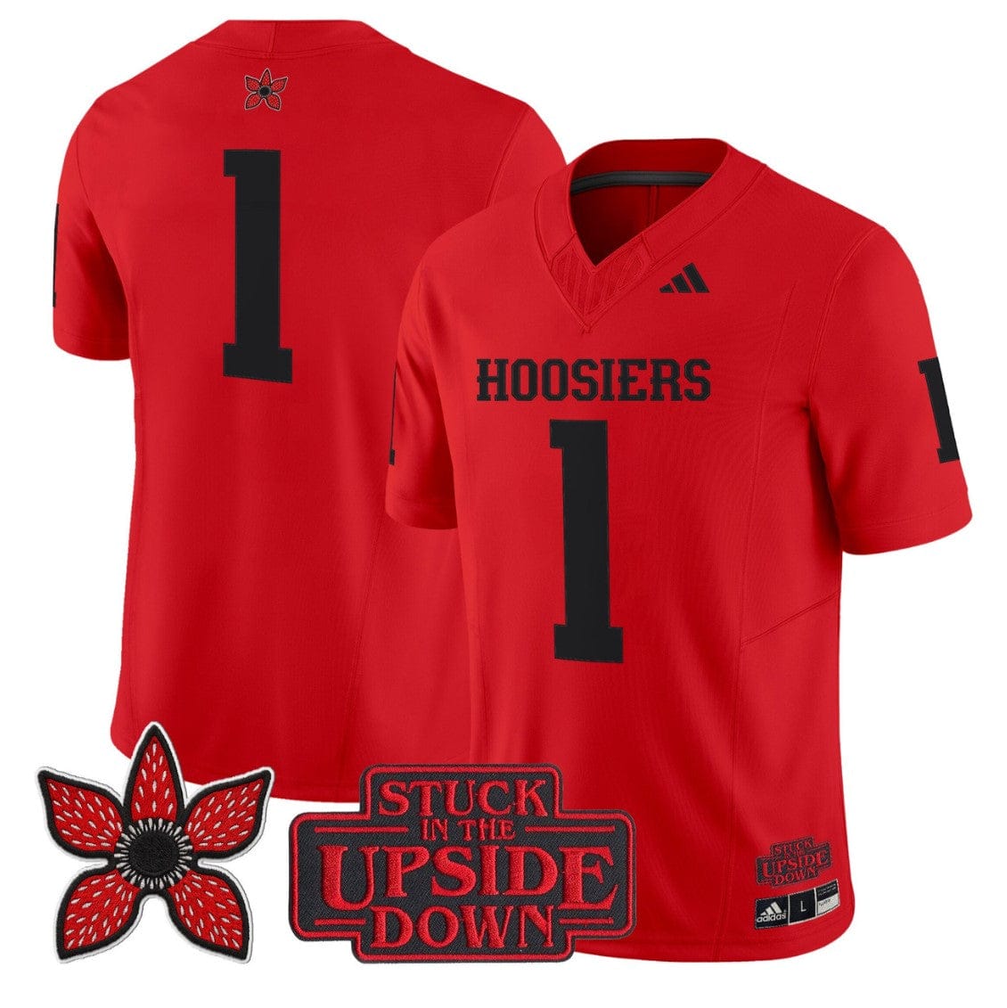 Alternative view of Team Jersey #1 Indiana Hoosiers Stranger Things Edition Stitched