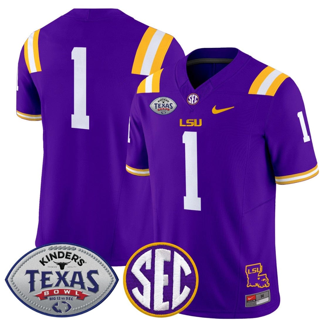 Team Jersey #1 LSU Tigers 2025 Texas Bowl Vapor Limited Stitched - Image 4