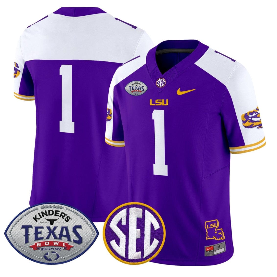 Team Jersey #1 LSU Tigers 2025 Texas Bowl Vapor Limited Stitched - Image 3