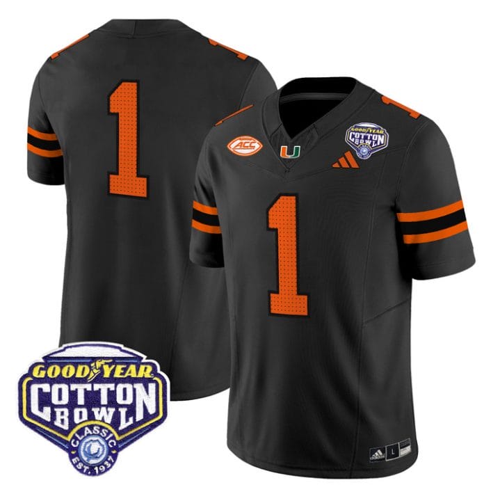 Team Jersey #1 Miami Hurricanes 2025 Cotton Bowl Patch Stitched