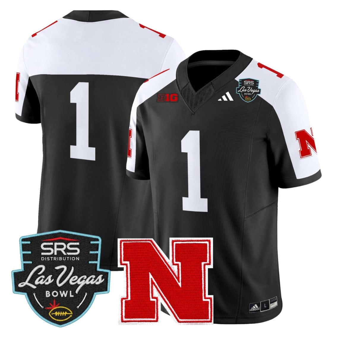 Alternative view of Team Jersey #1 Nebraska Cornhuskers 2025 Las Vegas Bowl Stitched