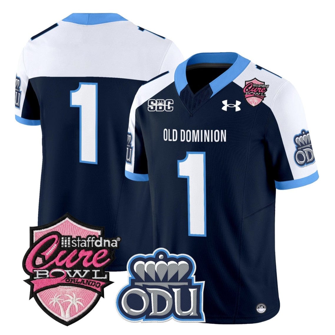 Alternative view of Team Jersey #1 Old Dominion Monarchs 2025 Cure Bowl Limited Stitched
