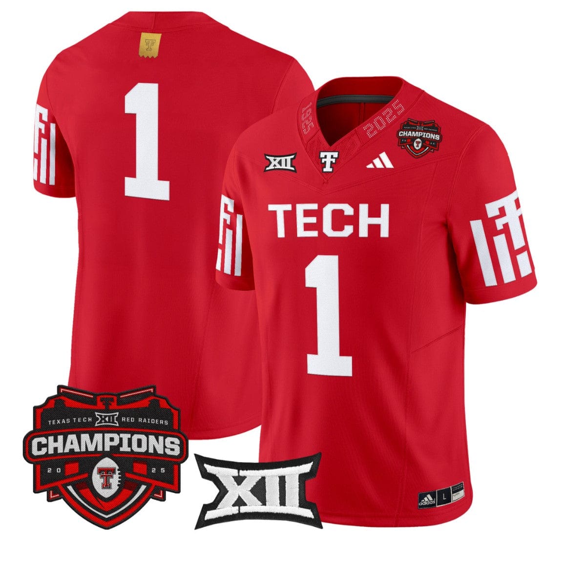 Alternative view of Team Jersey #1 Texas Tech 2025 Big 12 Champions Vapor Limited Stitched