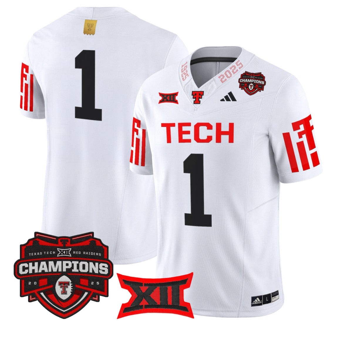 Team Jersey #1 Texas Tech 2025 Big 12 Champions Vapor Limited Stitched - Image 3