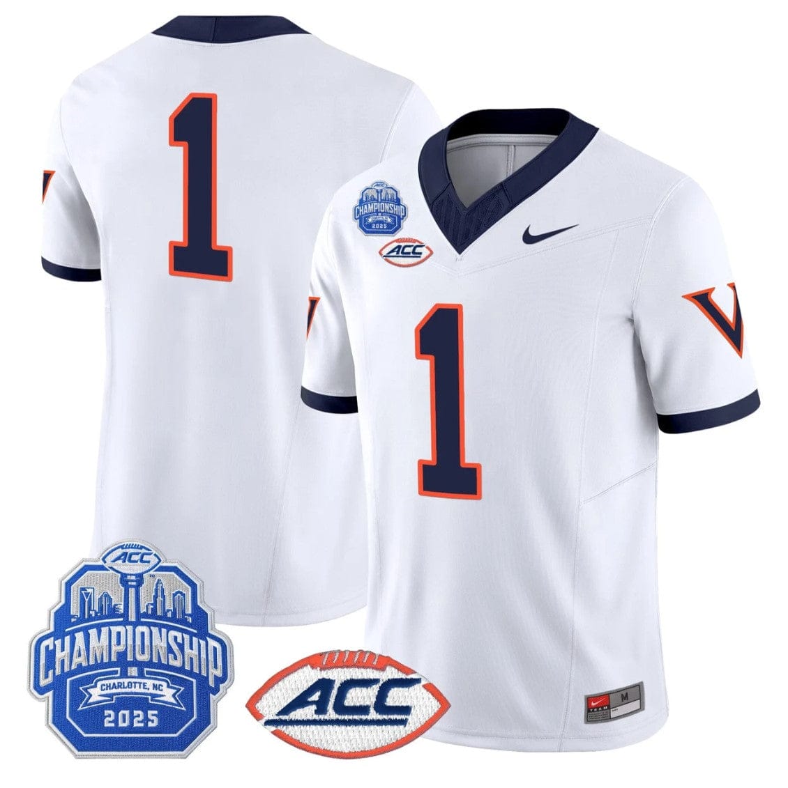 Alternative view of Team Jersey #1 Virginia 1995 Throwbacks 2025 ACC Championship Patch Stitched