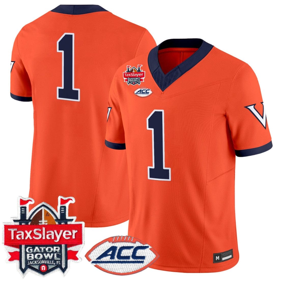 Team Jersey #1 Virginia Cavaliers 1995 Throwbacks Gator Bowl Stitched - Image 3
