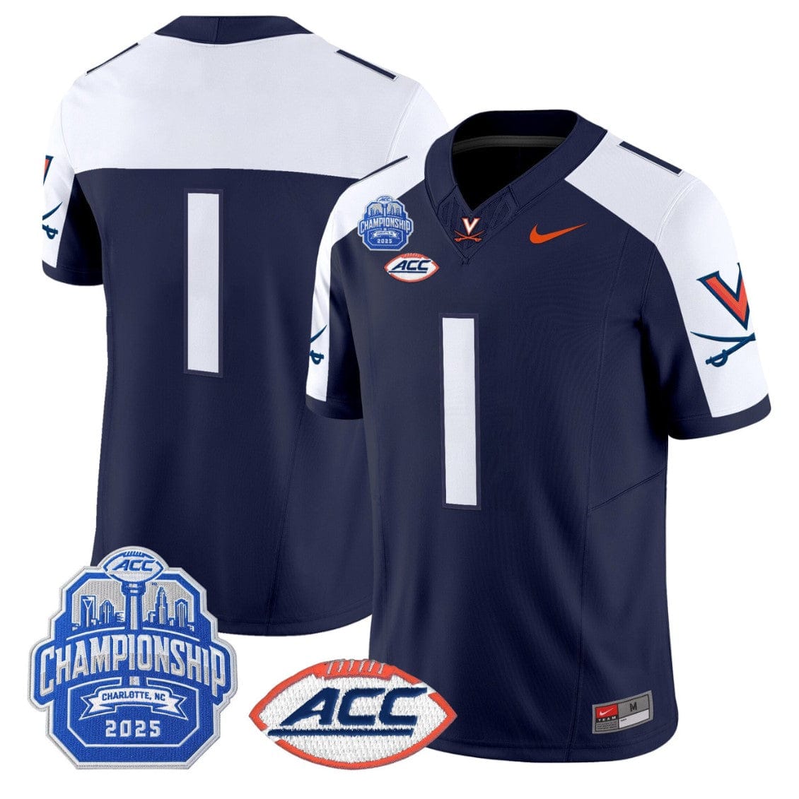 Team Jersey #1 Virginia Cavaliers 2025 ACC Championship Stitched - Image 3