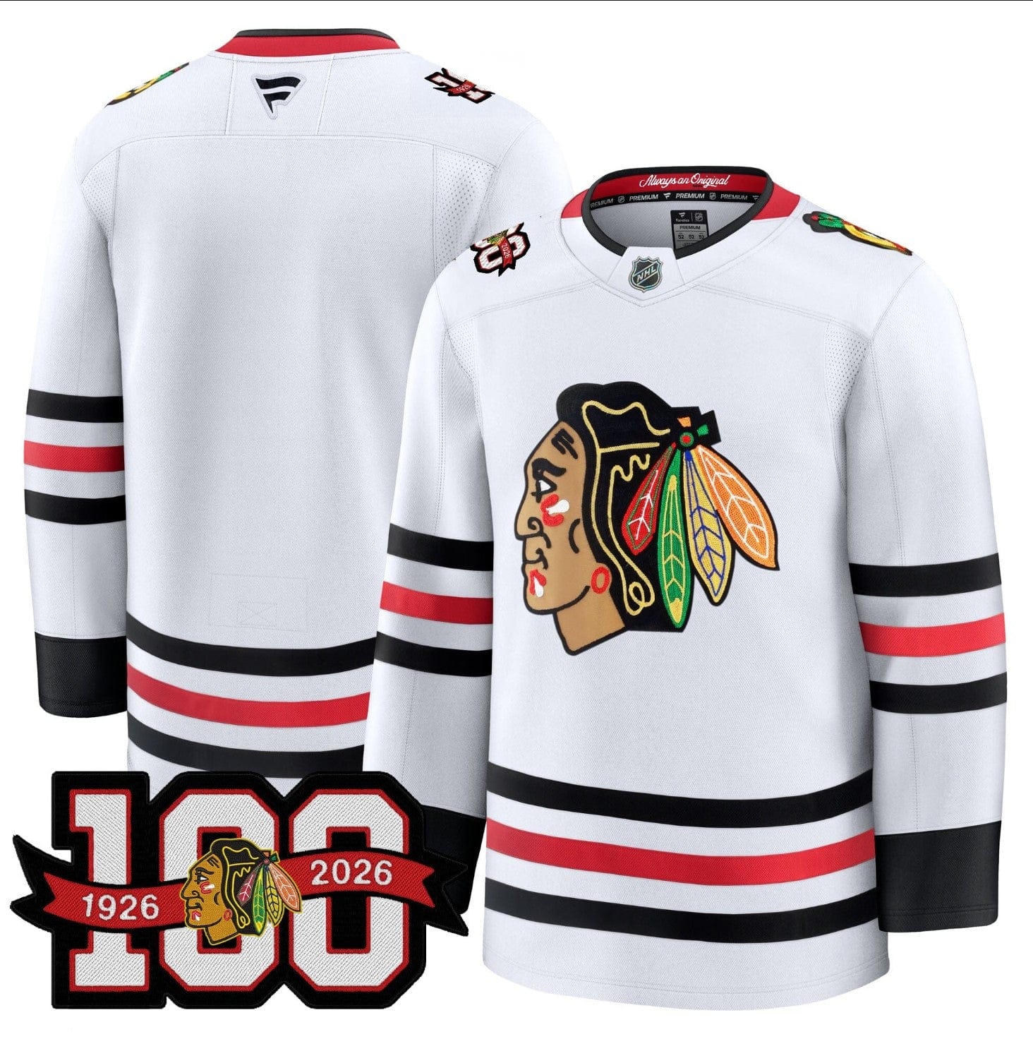 Team Jersey Chicago Blackhawks 2025-26 Premium 100th Patch Stitched - Image 3