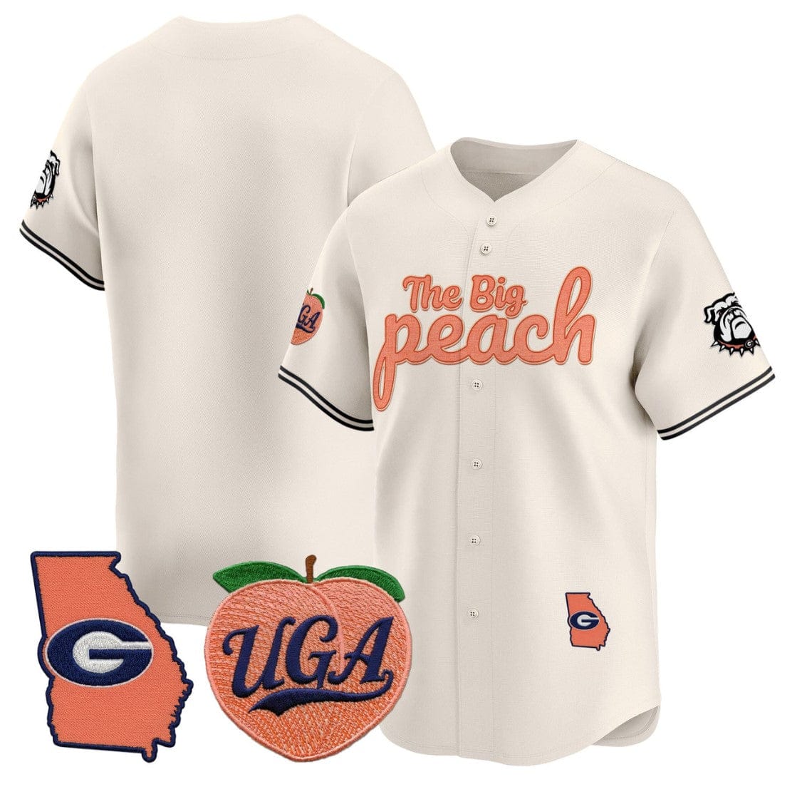 Alternative view of Team Jersey Georgia Bulldogs The Big Peach Baseball Stitched