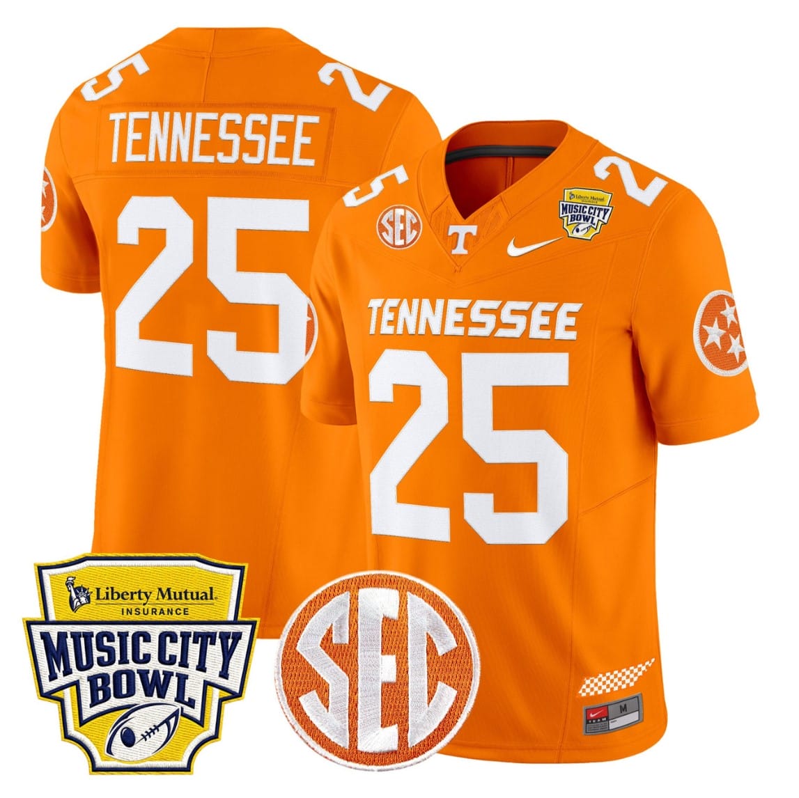 Tennessee Jersey #25 Tennessee Vols 2025 Music City Bowl Stitched - Image 3