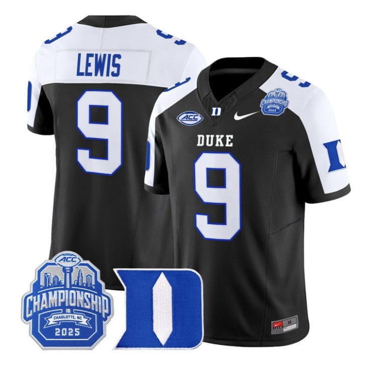 Thad Lewis Jersey #9 Duke Blue Devils 2025 ACC Championship Stitched Black Alter