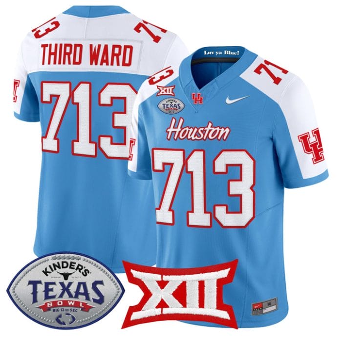 Alternative view of Third Ward Jersey #713 Houston Cougars 2025 Texas Bowl Stitched