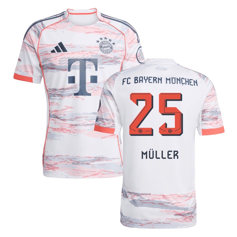 Thomas Muller #25 Bayern Munich 2025-26 Away Men Jersey – White