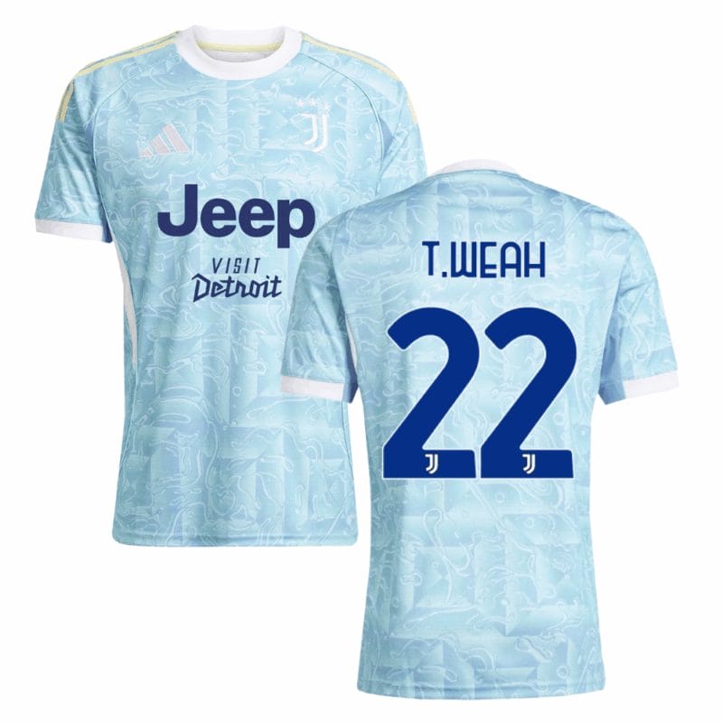 Timothy Weah 22 Juventus 2025-26 Away Match Jersey – Light Blue