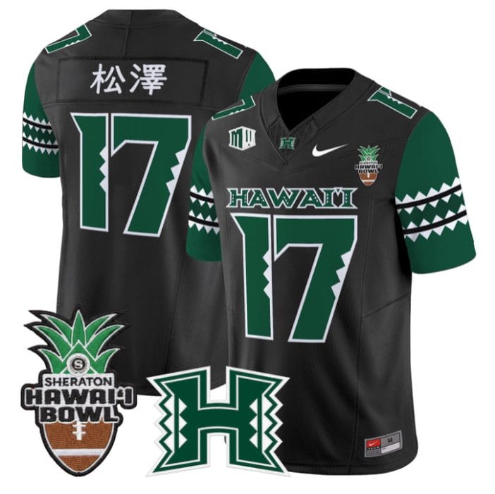 Alternative view of Tokyo Toe Jersey #17 Hawai'i Rainbow Warriors 2025 Hawai'i Bowl Stitched