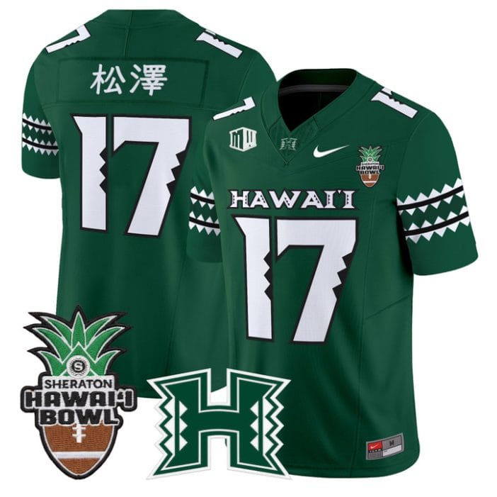 Tokyo Toe Jersey #17 Hawai'i Rainbow Warriors 2025 Hawai'i Bowl Stitched - Image 3